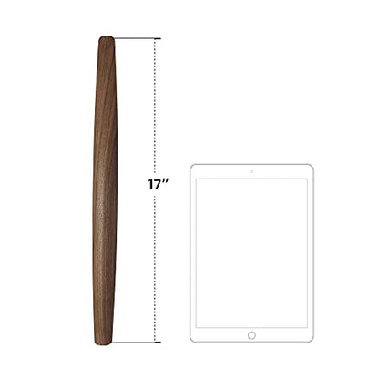 French Rolling Pin (17 Inches) –WoodenRoll Pin for Fondant, Pie Crust, Cookie, Pastry, Dough –Tapered Design & Smooth Construction - Essential Kitchen Utensil,Walnut Wood