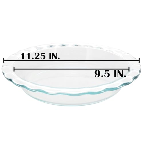 Pyrex C-209 Clear Fluted Rim Glass Pie Plate 9.5 in x 1.6 in (24 cm) - Made in USA