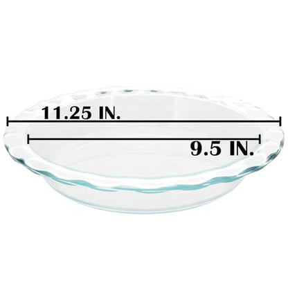 Pyrex C-209 Clear Fluted Rim Glass Pie Plate 9.5 in x 1.6 in (24 cm) - Made in USA