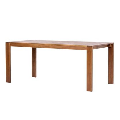 Christopher Knight Home Balew Acacia Wood Patio Dining Set for 4, Solid Wood Outdoor Dining Table Set for 4, 5 Piece Outdoor Dining Set with Rectangular Table and Woven Rope Accents, Teak+Beige