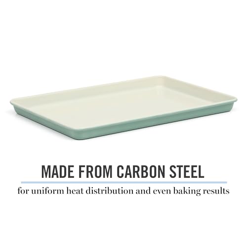 Martha Stewart Gallen 13 x 9 Inch Nonstick Carbon Steel Cookie Sheet - Teal Durable Baking Pan for Cookies, Brownies & Roasting