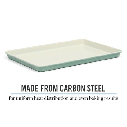 Martha Stewart Gallen 13 x 9 Inch Nonstick Carbon Steel Cookie Sheet - Teal Durable Baking Pan for Cookies, Brownies & Roasting
