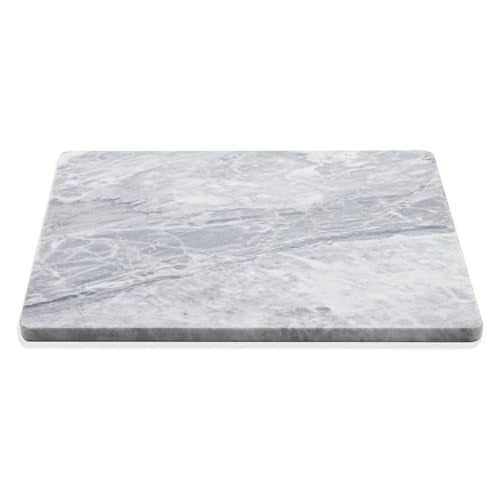 Diflart Natural Marble Stone Cutting Board for Kitchen, 16x20 Inch, Gray with White Veins, Marble Slab Pastry Board Large with Non Slip Feets for Baking, Cheese, Charcuterie, Pack of 1 Pcs