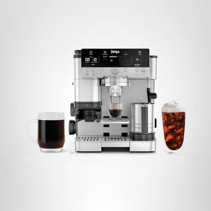 Ninja Luxe Café Premier 3-in-1 Espresso Machine, Drip Coffee, & Rapid Cold Brew | Built-in Coffee Grinder, Hands-Free Milk Frother, Assisted Tamper for Cappuccinos & Lattes | Stainless Steel | ES601