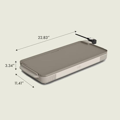 bella 10" x 20" Electric Griddle with EverGood™ Ceramic Nonstick Coating, Removable Temperature Probe, Dishwasher-Safe Drip Tray & Cool Touch Handles, Cook up to 10 Eggs, 1500 Watt, Oatmilk