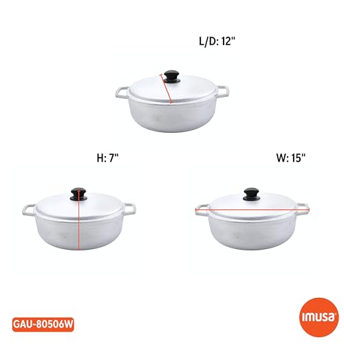 IMUSA 7.5 Quart Traditional Natural Made in Colombia Caldero with Lid for Cooking and Serving,Silver