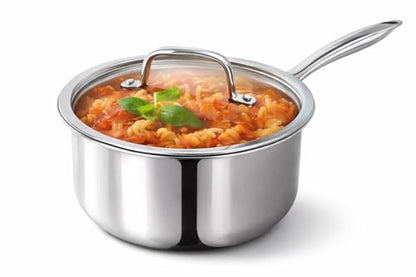 Stainless Steel Sauce Pan with Lid 3 Quart Non Stick Pan Easy to Clean For Home Kitchen Restaurant Multipurpose Use (Silver 7.87 inches)
