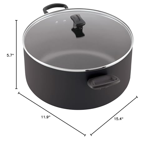 Farberware Cookware Nonstick Stockpot with Lid, 10.5 Quart-Black