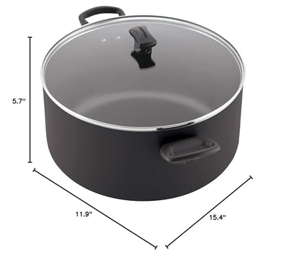 Farberware Cookware Nonstick Stockpot with Lid, 10.5 Quart-Black