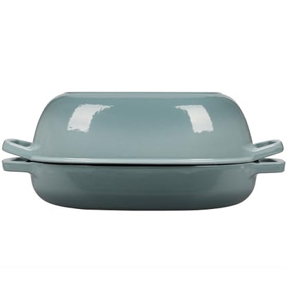 EDGING CASTING Enameled Cast Iron Oval Dutch Oven Pot with Lid, Dutch Oven for Sourdough Bread Baking, Bread Oven, Bread Dutch Oven, Oval Bread Pan, 7qt, Seasalt