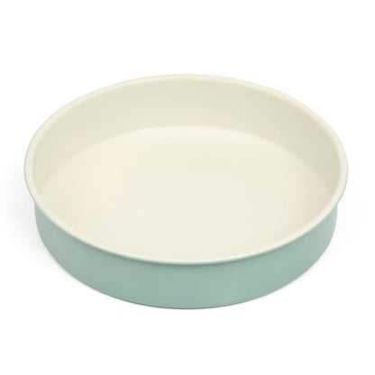 Martha Stewart Gallen 8 Inch Round Nonstick Carbon Steel Cake and Bake Pan - Teal Durable Bakeware for Cakes, Pies & Desserts