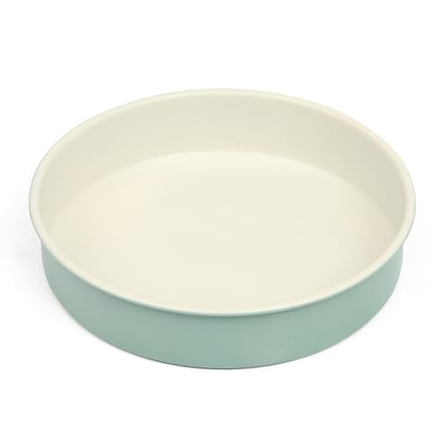 Martha Stewart Gallen 8 Inch Round Nonstick Carbon Steel Cake and Bake Pan - Teal Durable Bakeware for Cakes, Pies & Desserts