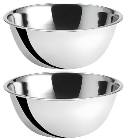 OCS Parts 8 Quart Mixing Bowls | Set of 2 | 13.25-Inch Stainless Steel Professional Grade Flat Base Mixing Bowls for Home and Commercial Kitchens