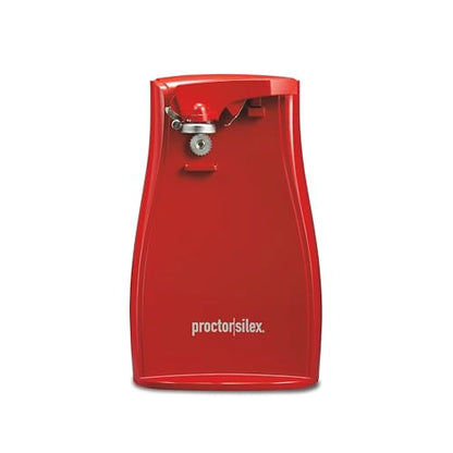 Proctor Silex Power Electric Automatic Can Opener for Kitchen with Knife Sharpener, Twist-off Easy-Clean Lever, Cord Storage, Red (75226)