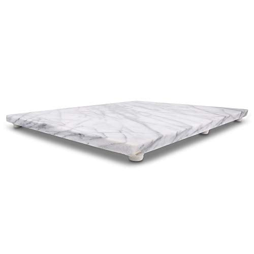 Thirteen Chefs 20 x 16 Inch Marble Pastry Board and Cutting Board for Bakers, Pastries, Chocolate - Large Marble Serving Platter with Feet