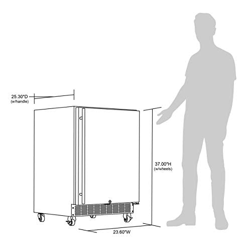 NewAir 24” Outdoor Beverage Fridge | Freestanding or Built-In Under counter Refrigerator for Outside Patio | Weatherproof Outdoor Fridge for 160 Cans with Auto-Closing Door | Stainless Steel