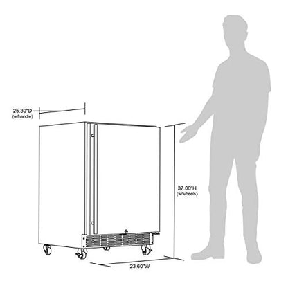 NewAir 24” Outdoor Beverage Fridge | Freestanding or Built-In Under counter Refrigerator for Outside Patio | Weatherproof Outdoor Fridge for 160 Cans with Auto-Closing Door | Stainless Steel