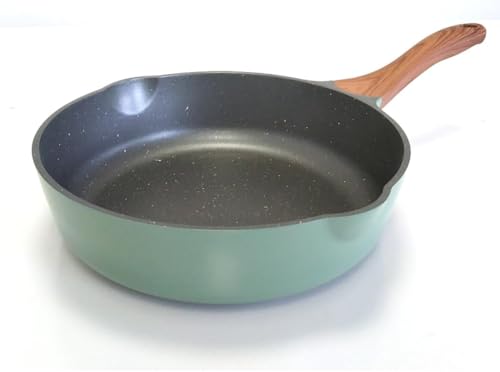 YYJINGYOU Nonstick Frying Pan Skillet with Lid, Omelette Pan, Induction Compatible, Emerald Green, 10 inch