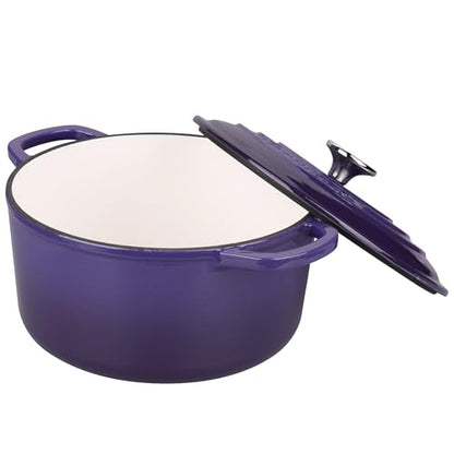 VORRINGARD Enameled Cast Iron Dutch Oven Pot with Lid, for Sourdough Bread Baking, Round Dutch Ovens, 6 Quart, Purple