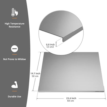 KORVOS 304 Stainless Steel Cutting Board, 23.6" x 19.6" Large Size Stainless Steel Cutting Boards for Kitchen, Heavy Duty Chopping Boards with Lip for Meat Vegetables & Bread, Pastry Board(60 x 50 cm)