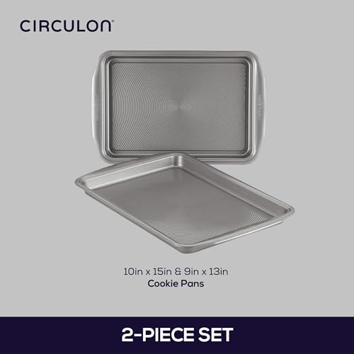 Circulon Bakeware Nonstick Cookie Pan Set, Cookie Sheets for Baking, 2-Piece, Gray