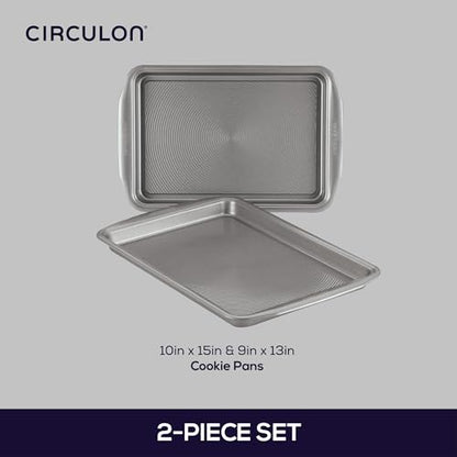 Circulon Bakeware Nonstick Cookie Pan Set, Cookie Sheets for Baking, 2-Piece, Gray
