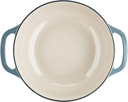 Lodge Essential Enamel Cast Iron Dutch Oven with Lid 7.5 Quart - Oven-Safe Enamel Cookware up to 500° F - Heat-Retaining Braising & Roasting Pot - Non-Toxic Cookware - Storm Blue