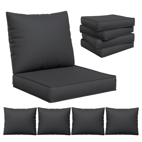 UDPATIO Outdoor Cushions for Patio Furniture, 4'' Replacement Cushions for Outdoor Furniture, Set of 4 Water-Resistant Outdoor Sectional Cushions for Sofa Couch Chair (Black)