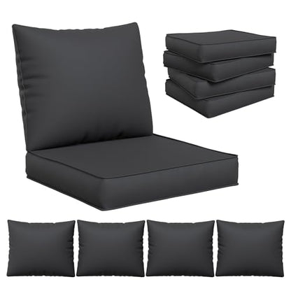 UDPATIO Outdoor Cushions for Patio Furniture, 4'' Replacement Cushions for Outdoor Furniture, Set of 4 Water-Resistant Outdoor Sectional Cushions for Sofa Couch Chair (Black)