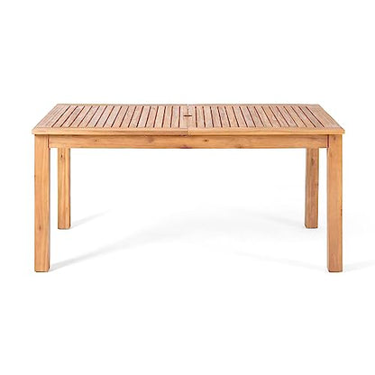 Christopher Knight Home 9 Piece Outdoor Dining Set Acacia Wood Expandable Table and 8 Light Brown Wicker Chairs Teak Finish Frame Patio Dining Furniture Set for Garden Backyard Porch Deck