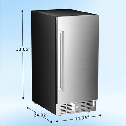 Antarctic Star 15 Inch Undercounter Beverage Refrigerator, 135 Can Built-in or Freestanding Compact Beverage Cooler with Stainless Steel Door, Outdoor Refrigerator for Patio Home Kitchen