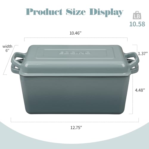EDGING CASTING Enameled Cast Iron Dutch Oven, Oblong Bread Oven for Sourdough Bread Baking, Baking Pan, Dual Handles, Oven Safe, 4 Quart, Slateblue