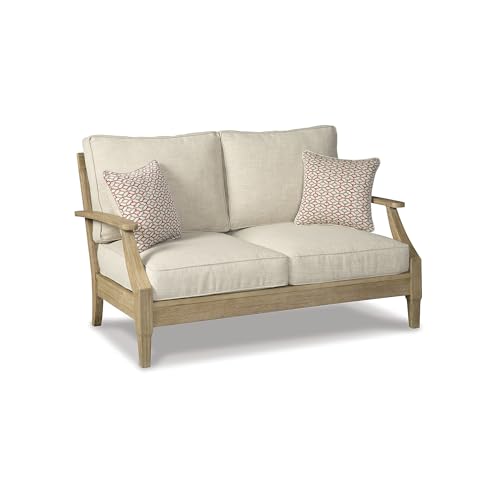 Signature Design by Ashley Clare View Outdoor Loveseat with Cushion, Beige