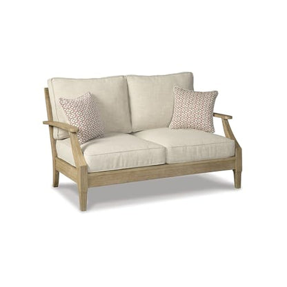 Signature Design by Ashley Clare View Outdoor Loveseat with Cushion, Beige