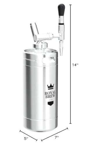 The Original Royal Brew Nitro Cold Brew Coffee Maker - Gift for Coffee Lovers - 128 oz Extra Large Home Keg, Nitrogen Gas System Coffee Dispenser Kit