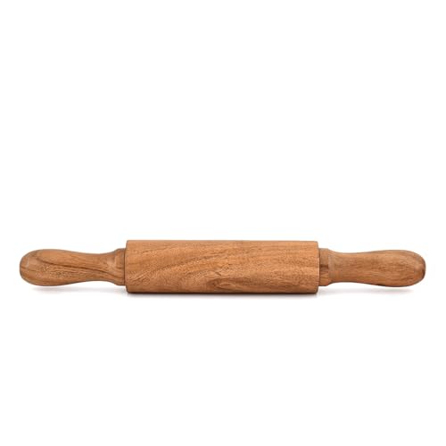 Bhavatu Rolling Pins Acacia Wood Professional Baker's Tool for Dough, Pastry, Pizza | Durable & Rustic Kitchen Essential (16" x 1.5" x 1.5")
