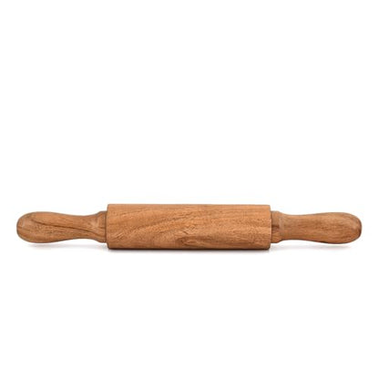 Bhavatu Rolling Pins Acacia Wood Professional Baker's Tool for Dough, Pastry, Pizza | Durable & Rustic Kitchen Essential (16" x 1.5" x 1.5")