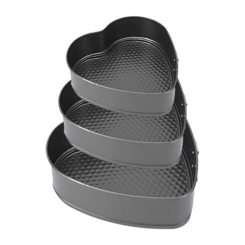 Trivolein 3pcs Springform Pan, 7,8,9 Inch Cheesecake Pans with Removable Bottom, Carbon Steel Baking Pans Nonstick Baking Tin Cake Mould for Small Pizza Pie (Heart Shape)