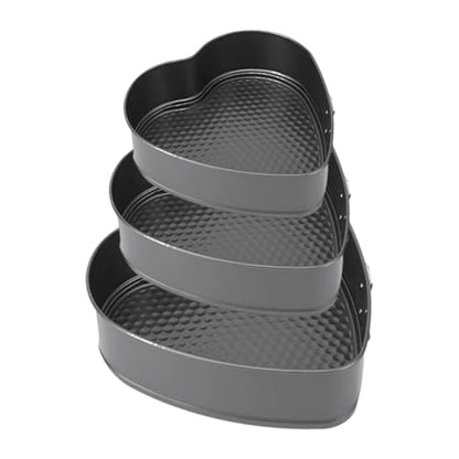 Trivolein 3pcs Springform Pan, 7,8,9 Inch Cheesecake Pans with Removable Bottom, Carbon Steel Baking Pans Nonstick Baking Tin Cake Mould for Small Pizza Pie (Heart Shape)