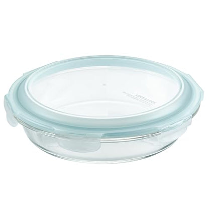 LOCK & LOCK LocknLock Purely Better Glass Round Pie Baking Dish/Food Storage Container with Lid, 9.5 Inch, Clear