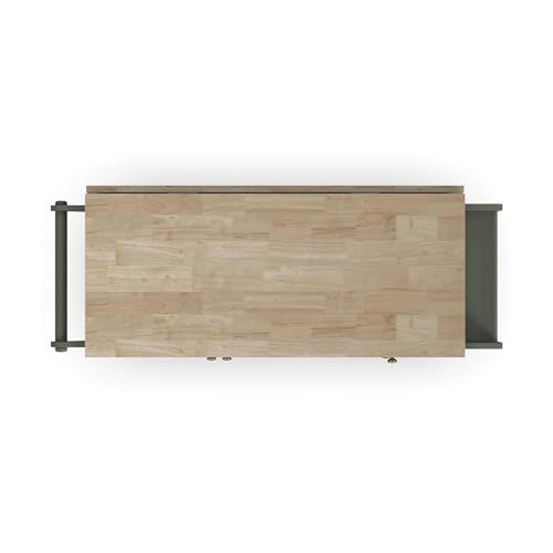 Homestyles Mobile Kitchen Island Cart with Wood Top and Dropleaf Breakfast Bar, 18" D x 53.5" W x 36" H, Green