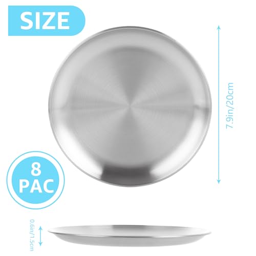 AKOLAFE 8 Pack Personal Pizza Pans 8 Inch Pizza Pans Stainless Steel Pizza Pan Set Small Round Pizza Pan for Oven Metal Pizza Plates Platter Pizza Baking Sheet Pizza Tray for Serving Cooking Grilling