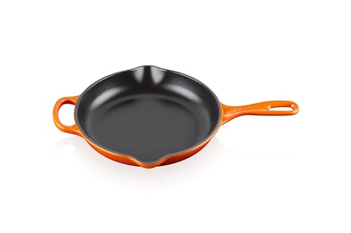 Le Creuset Enameled Cast Iron Signature Iron Handle Skillet, 9", Flame