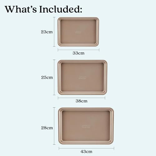 Anolon Gourmet Nonstick Bakeware Set with Nonstick Cookie Sheets / Baking Sheets - 3 Piece, Bronze Brown