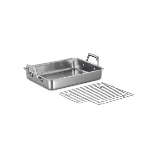 Tramontina 13.5-Inch Stainless Steel Roasting Pan with Rack, Turkey Roaster for Oven, Dishwasher Safe, Made in Brazil