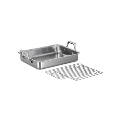 Tramontina 13.5-Inch Stainless Steel Roasting Pan with Rack, Turkey Roaster for Oven, Dishwasher Safe, Made in Brazil
