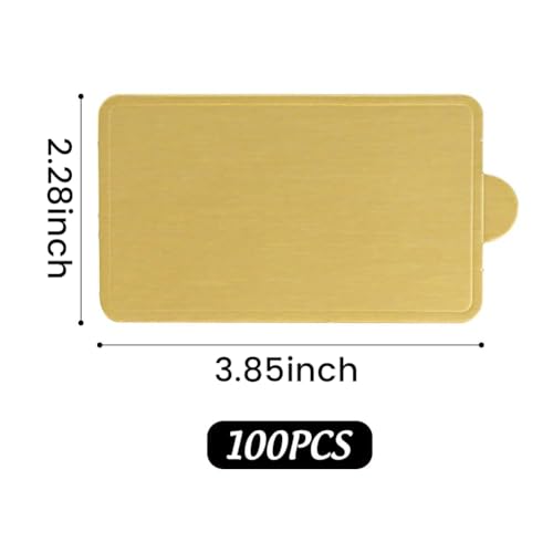 HANSGO Mini Square Golden Cardboard Cake Base,Single Cupcake Container 100PCS Cake Paper Plates Dessert Board Base Grease-Proof and Freezer-Durable Pastry Cardboard