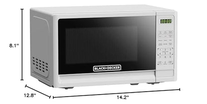 BLACK+DECKER Compact Countertop Microwave Oven 0.7 Cu. Ft. 700-Watts with LED Lighting, Child Lock, White
