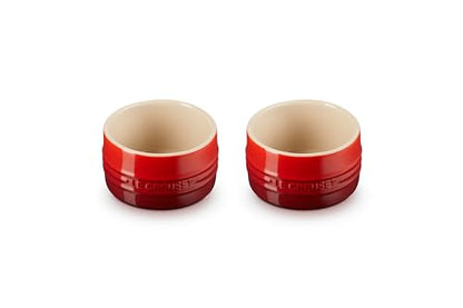 Le Creuset Stoneware Round Ramekin Straight Wall Set of 2, 7 oz. Each, Cerise