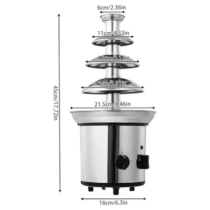 Chocolate Fountain Machine, 4 Tier Stainless Steel Commercial Hot Chocolate Fondue Tower, Deluxe Catering Cheese Waterfall Fondue, Chocolate Melt and Heat Machine for Cafe, Hotel, Party, Wedding